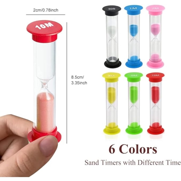 6-pack Sandtimmar 30 Sekunder / 1 Minut / 2 Minuter / 3 Minuter