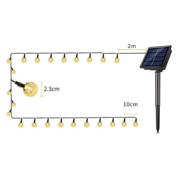 Utomhus solcellslampor, 50 LED-kristallkulor, 7 meter solkoppartråd