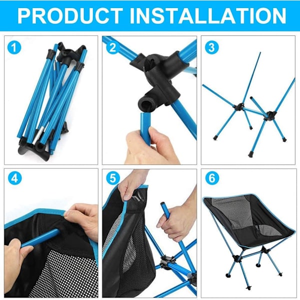 Ultralight retkeilytuoli, kalastustuoli, taittuva tuoli, kompakti kannettava tuoli kantohihnalla