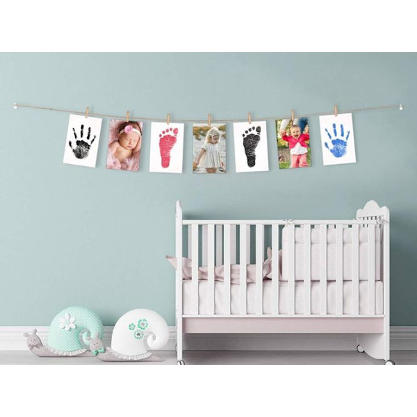 Baby håndaftryk og fodaftryk sæt i 3 farver, baby print med 4