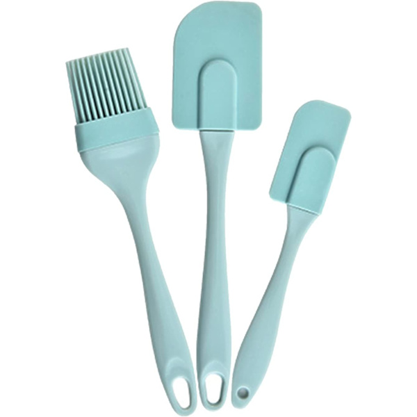 3 st köksbakspatel värmebeständiga silikonborstar och Maryse -Silikonredskap set med 3 bakspatel SET(Himmelsblå)