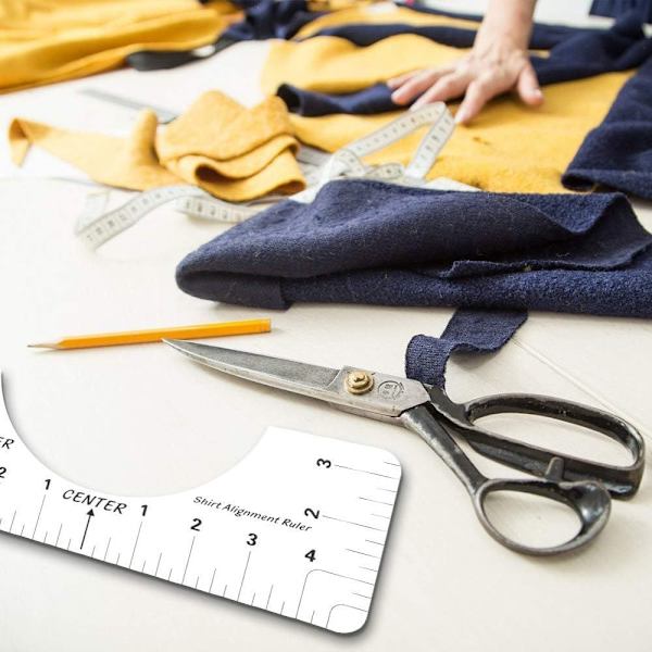 T-shirt lineal instruktioner, rund hals T-shirt guide lineal, lineal til