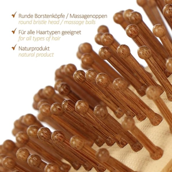 Premium bambus hårbørste - bambus tre detangling hår børste -
