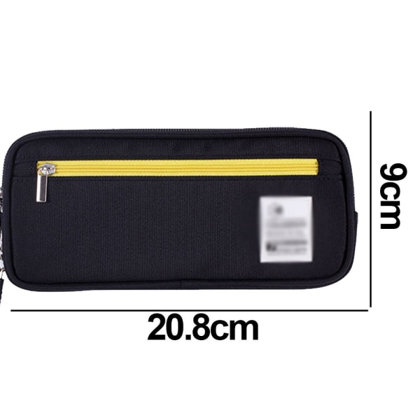 Large Expandable Canvas Zipper Pencil Case Black