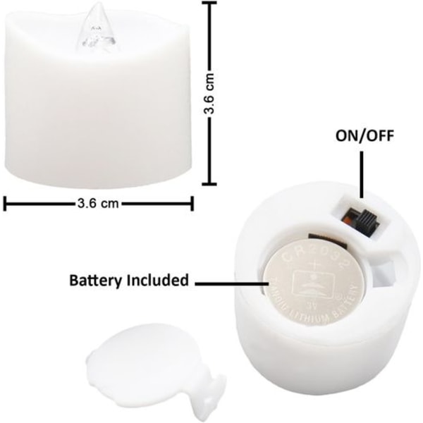 LED fyrfadslys Flammefri stearinlys med timer [pakke med 12, varm hvid]