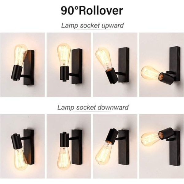 Industriell innendørs vegglampe Retro Design Vegglampe Justerbar