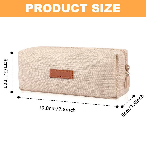 Pieni kynäkotelo, oppilaskassi, kolikkopussi, kosmetiikkapussi, beige