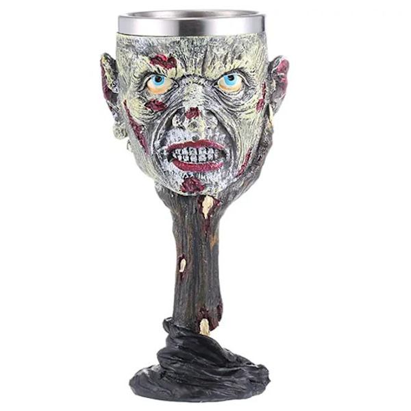 Harpiks rustfritt stål skalle vinglass retro gotisk cocktail ulv vinglass for fest bar personlig servise hjemmedekor skalle vinglass