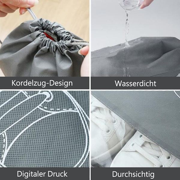 10 Skosäckar Resa Vattentät Dammtät Fleece Skosäck Set med Visningsfönster