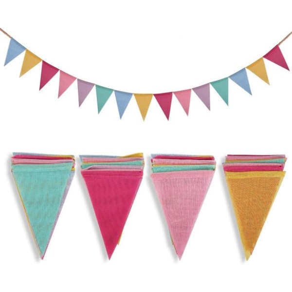 Crislove Vimplar, 4-pack 5M Flerfärgade Triangelflaggor, 15 Färger Var