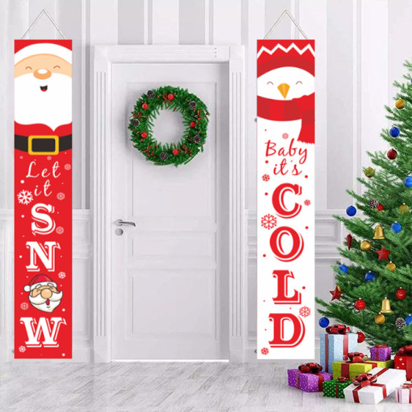 Julebanner Juledekorasjon Rød Veranda Skilt fra Velkommen God Jul og Julete Dekor