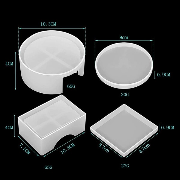 10 stycken silikonunderlägg Molds Förvaringslåda Rund form Form för DIY Art Craft Cup Mat