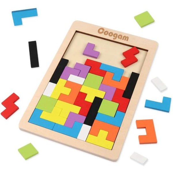 Tetris træpuslespil legetøj fra 3 år drenge Tetris tangram træpuslespil