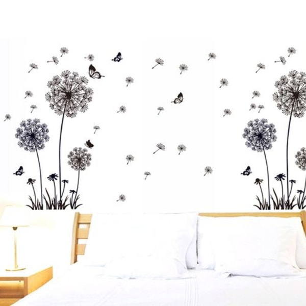 Maskros wallstickers, blomma wallstickers, fjärilar, flygande väggdekor
