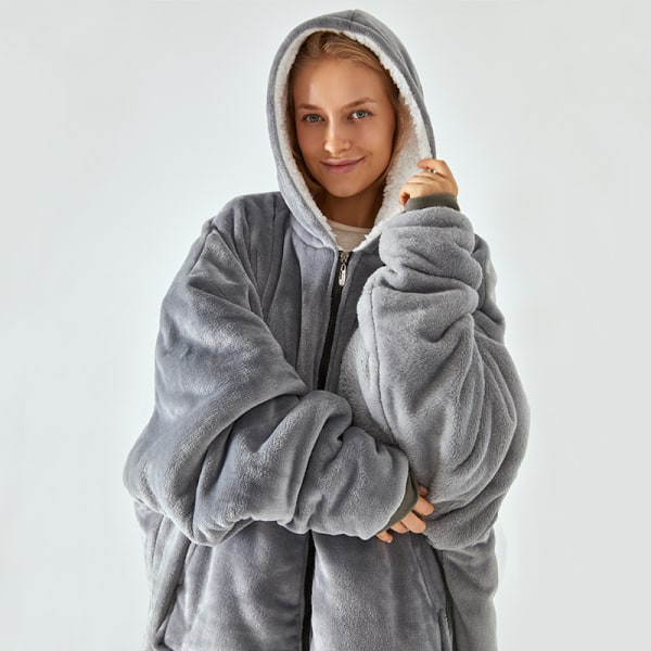 Tyk, doven tæppe til mænd og kvinder, hættepyjamas, varmt tøj, plysset tv-tæppe, løst purple size: one size