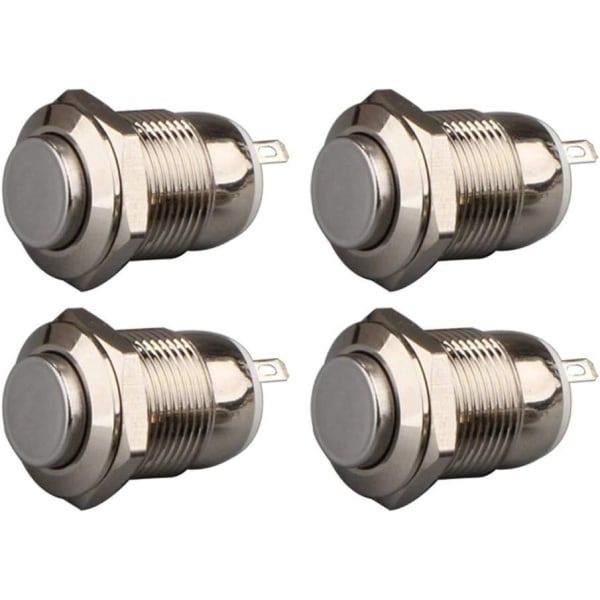 4-pack momentana tryckknappar i rostfritt stål, vattentäta, 12 mm