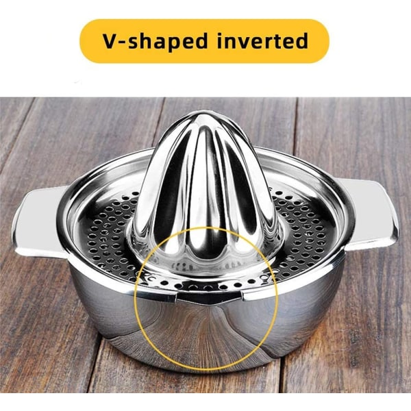 Manuel Citruspresser i rustfrit stål - Appelsinpresser - Citronpresser - Appelsinjuicer - Tåler opvaskemaskine - Til appelsiner, citroner og limefrugter