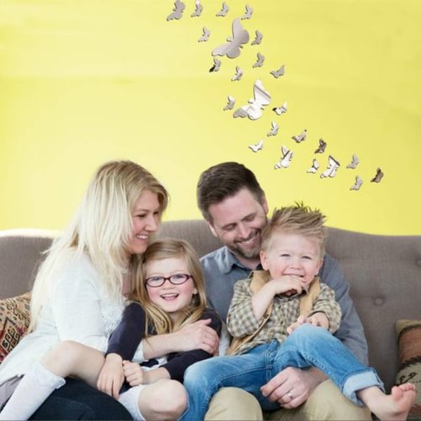 14 stk Butterfly Combination 3D Speil Vegg Klistremerker Hjemmedekor DIY