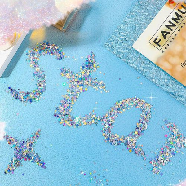 Kaksinkertaiset kultaiset ja hopeiset glitter-tähti- ja kuukonfettipakkaukset
