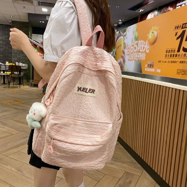 Student schoolbag schoolbag girls primary school students new simple girl college high school student backpack-blue