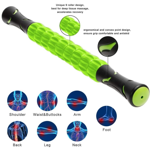 Massage rulle muskelrulle stick, ultra-portabel massageapparat grön