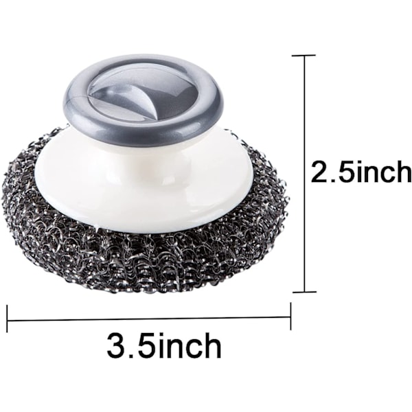 Rustfritt stål skrubber med håndtak, kraftig rengjøringsutstyr for gryter, panner, griller, ovner og andre tøffe jobber (6 stk)