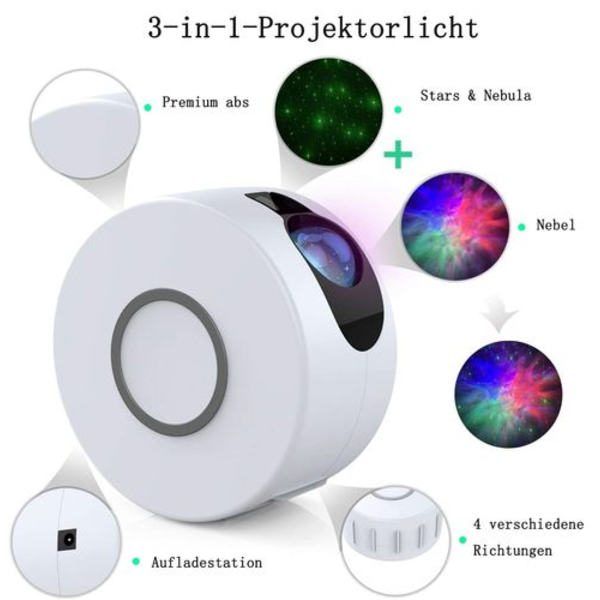 Stjernehimmelprojektor, LED-projektor stjernelys børnelys, stjerne