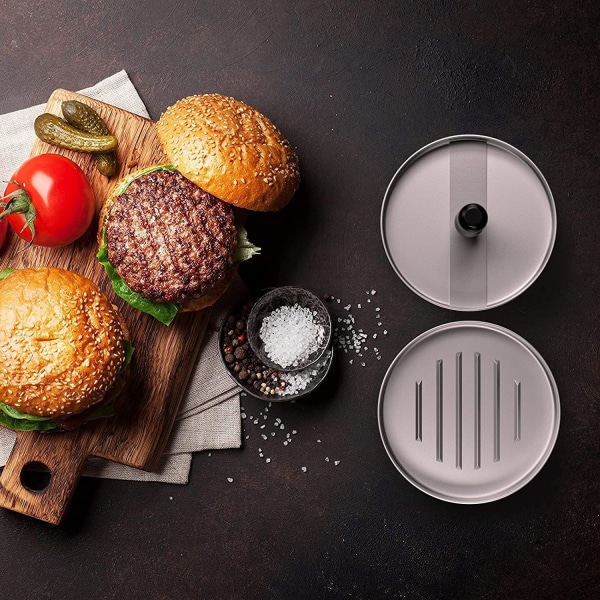 Hamburgerpress och smörgåspapper set svart, hamburgerpress, grillpress, pattyform med 100 ark vaxat smörgåspapper