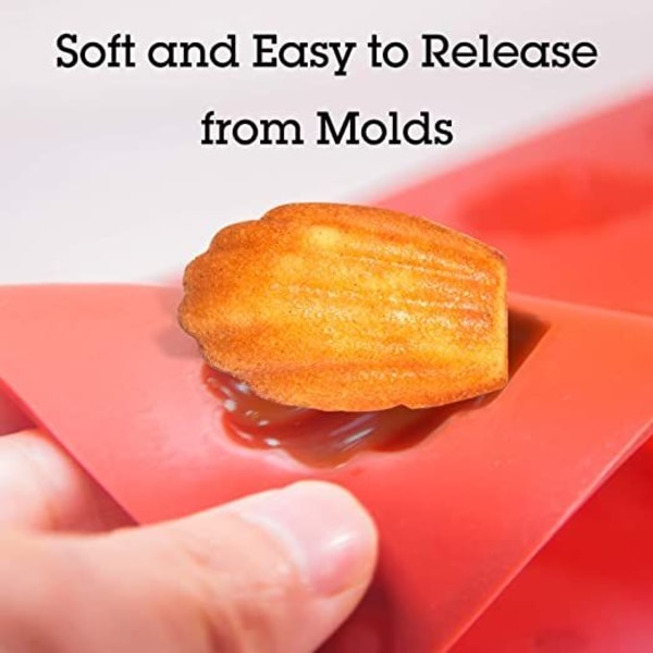 (15 håligheter, rött tegel) mini silikon Madeleine form set med 2, non-stick Madeleine form choklad muffin form Madeleine Mousse