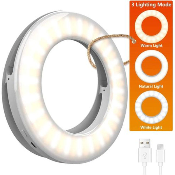 Selfie lys til mobiltelefon, 20 LED ringlys, fjernbetjening, USB genopladelig