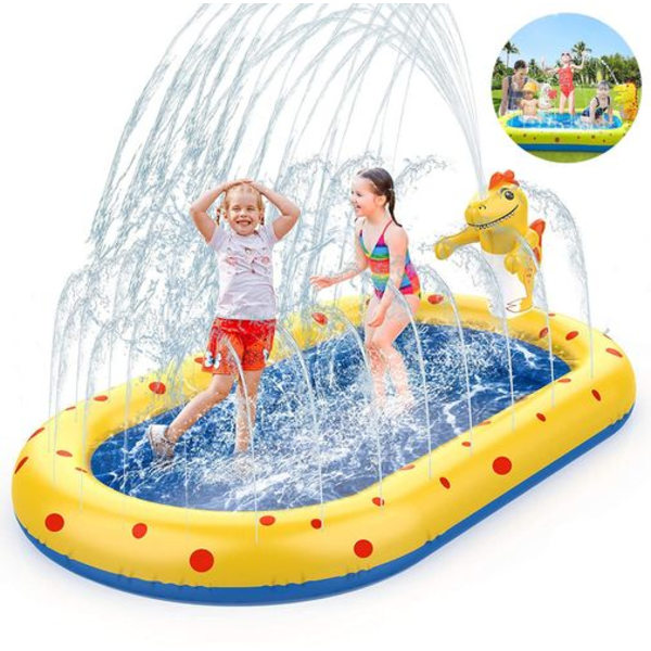 Paddling Pool för Barn Baby Hundar Uppblåsbar Pool Sprinkler Splash