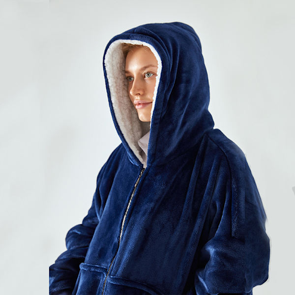 Tyk, doven tæppe til mænd og kvinder, hættepyjamas, varmt tøj, plysset tv-tæppe, løst dark green size: one size