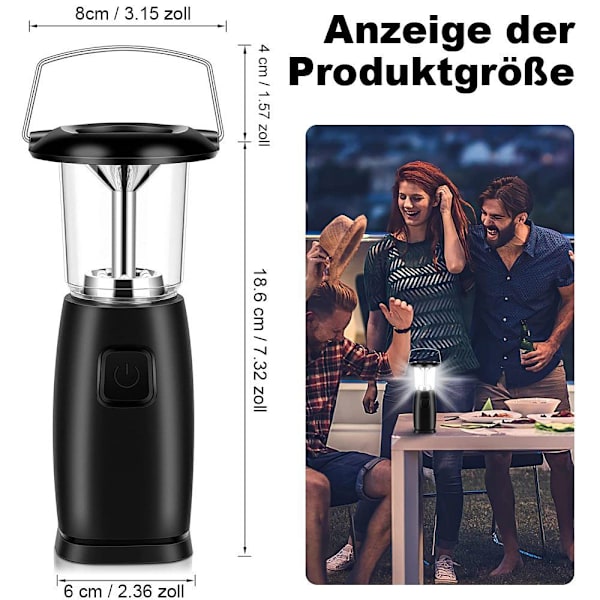 Alftek 6 LED solardriven handvevad dynamo LED-lampa / lykta / lampa för utomhusbruk