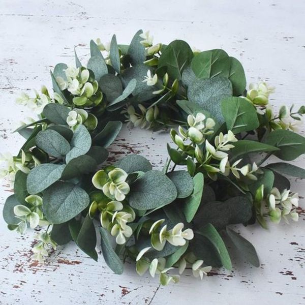 Eucalyptus konstgjord krans, krans, jul dörrkrans, väggkrans, murgröna girlang