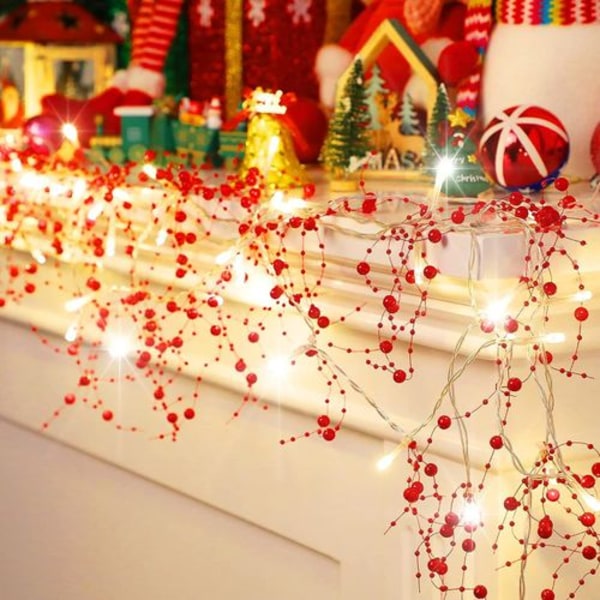 2,5m julekrans med bærperler, eventyrlys, jul