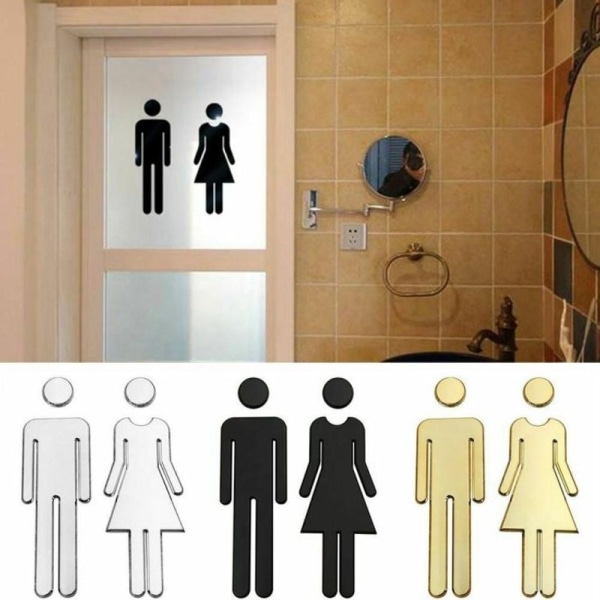 Set 20 cm toalettskyltar, toalettdörrskyltar för män och kvinnor (Deep Space Black)