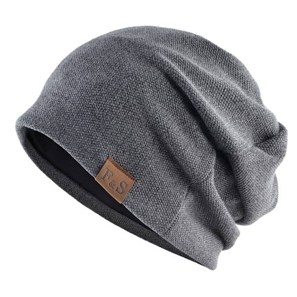 Vinter fleece casual lös stickad mössa dark gray