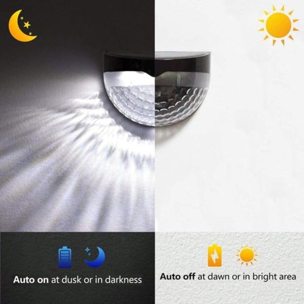 LED solcelle gjerdestolpe lys, halvsirkel design, vegg