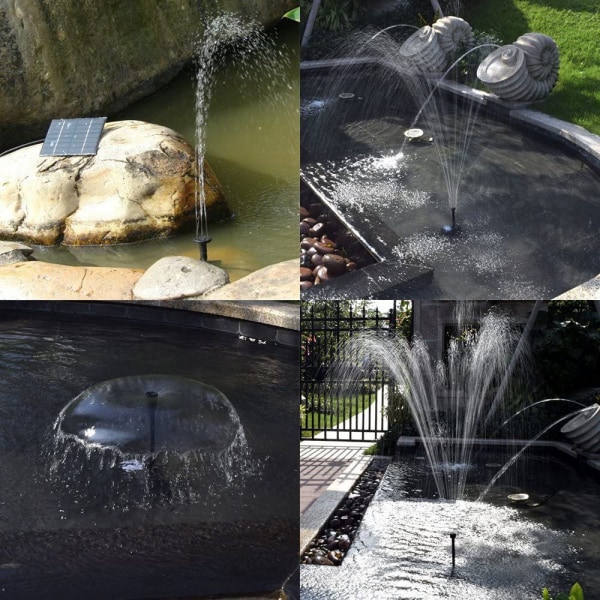 Fågelbadsfontän, solenergi vattenpump panel kit nedsänkbar vattenpump för