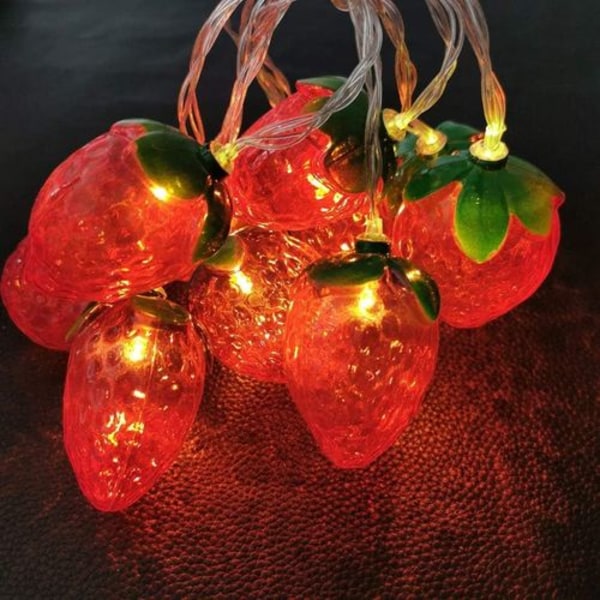 10 LED 1,5 m Strawberry Lamp String Upplyst Fruit Fairy Light för fest