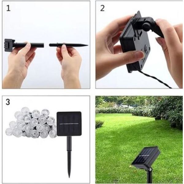 Batteridrevne snøballformede LED-lyskjeder, 30 hvite