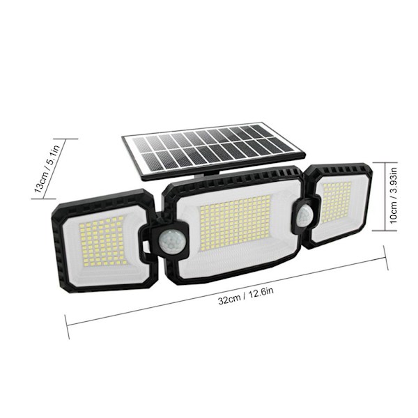 140 LED solcellslampor för utomhusbruk 1200mAh solcellslampor vattentät vägglampa