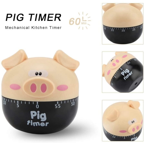 1 rosa gris mekanisk köksklocka, mekanisk köksklocka, timer