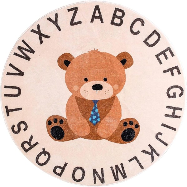 Pehmeä Round Bear ABC -matto toddler ja lapsille - Liukumaton aakkosmatto ja baby matto