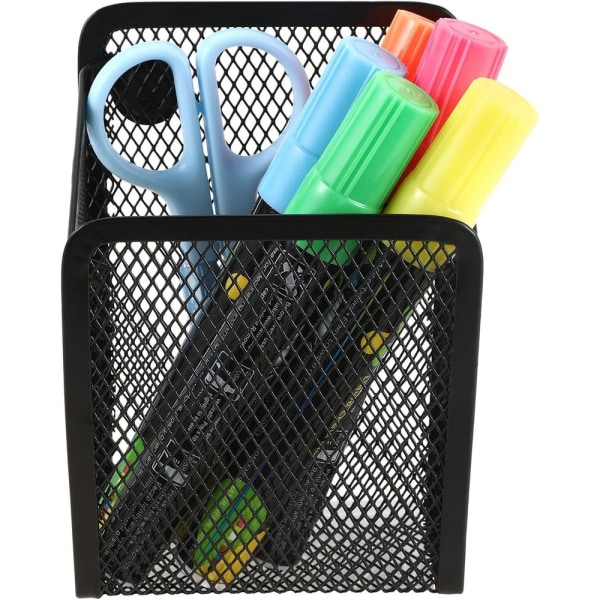 Magnetisk Penneholder 2 Rum Mesh Rustfrit Stål Rektangulær Penneholder Pakke med 2