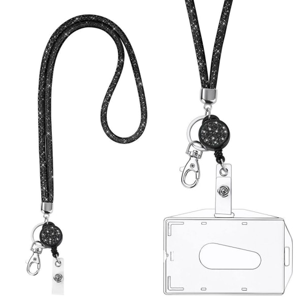 Lanyard med kortholder, Crystal Lanyard Halskæde med gennemsigtig