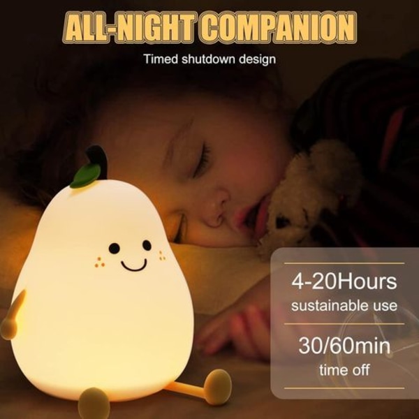 Söta nattlampa barn, LED nattlampa baby, päronformad sänglampa,