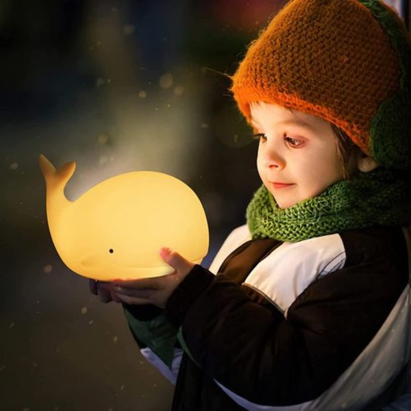 Nattlampa för barn Söt Whale Silikon LED Nattlampa Barn med Touch Switch