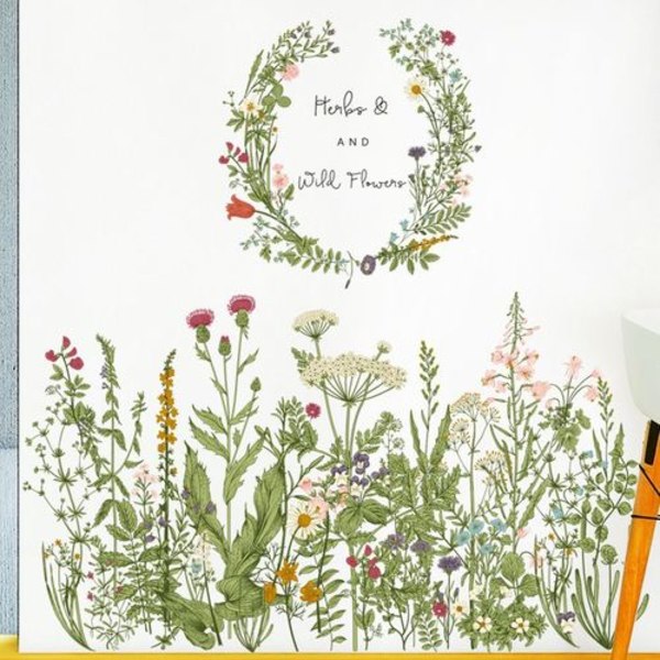 Blomsterbukett veggklistremerker, DIY flyttbare veggklistremer, skrell og lim