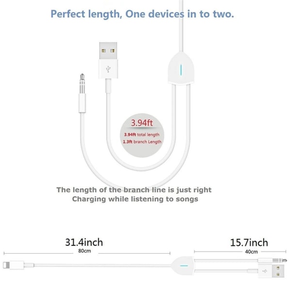 Aux-kaapeli, Lightning-3,5 mm AUX-kaapeli, 2-in-1-äänentoistokaapeli